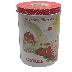 1980 STRAWBERRY SHORTCAKE COOKIE CANISTER TIN LITHO STRAWBERRY LAND Berry Sweet
